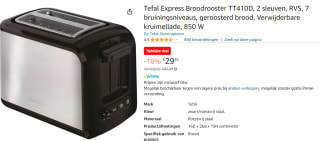 Tefal Express RVS Broodrooster voor €29,35 bij Amazon
