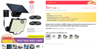 Lámpara Solar LED, 3 modos de iluminación por 3,64€