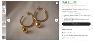 25% de descuento en estos pendientes de plata bañados en oro artesanales a 43,50€
