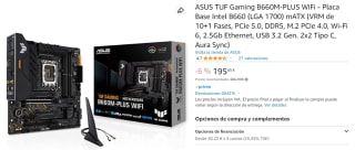 Placa Base ASUS TUF GAMING B660M PLUS WIFI por 195.6€