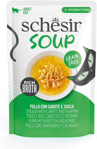 Schesir gatos sopa pollo calabaza 12x40g por 6,62€
