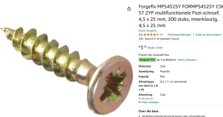 Forgefix multifunctionele Pozi-schroef, 4,5 x 25 mm, 200 stuks voor €1,70 bij Amazon