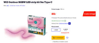 WiZ Outdoor RGBW LED strip kit 5m Type C voor €85 bij Bol