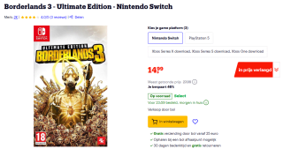 Borderlands 3 Ultimate Edition (Nintendo Switch) bij Bol voor €14,99