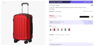 Maleta Pequeña Equipaje de Cabina Trolley 4 Ruedas por 13,99€