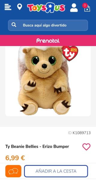 Peluche TV Beanie Baby Erizo Bumper por 6,99€.