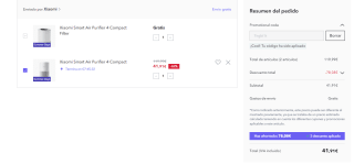 Xiaomi Smart Air Purifier 4 Compact + Gratis filtro por 41,91€