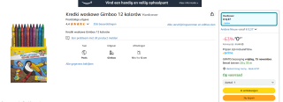 12 Was krijtjes voor €0,37 bij Amazon