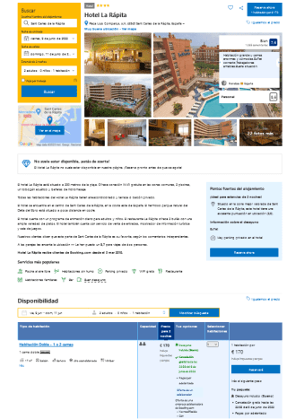 2 Noches Hotel La Rápita pensión completa desde 170€ con Booking