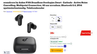 soundcore by Anker P30i Draadloze Oordopjes voor €35 bij Bol