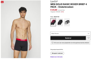 Levi's boxershort (set van 4) voor €24,95 bij Zalando