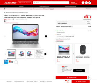 Portátil HP 15-fd0209ns 15.6" Full HD Intel Core i5-1334U 16GB RAM 512GB por solo 373€