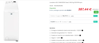 Lavadora AEG LTN6K6210B por 387.44€