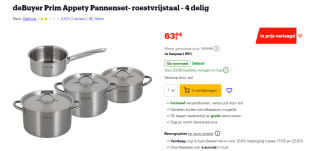 deBuyer Prim Appety Pannenset- roestvrijstaal - 4 delig voor €63,64 bij Bol.com