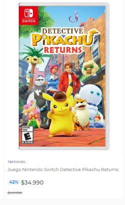 Juego Detective Pikachu Returns para Nintendo Switch por $34.990