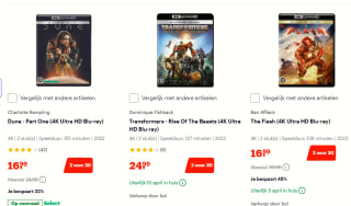 2 stuks 4K UHD Blu-ray films voor €30 bij Bol.com
