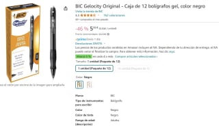 Caja de 12 bolígrafos gel marca BIC Gelocity Original color negro por 5,99€