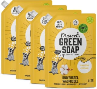 4x Marcel's Green Soap Wasmiddel Navul Vanille & Katoen 23 Wasbeurten 1 liter voor €15,50 bij Bol