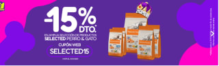 Descuento -15% en seleccionados en marca Selected para perros y gatos