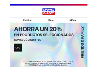 20% descuento en seleccionados desde Sports direct