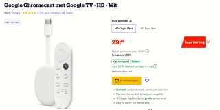 Google Chromecast HD met Google TV voor €29,99 bij Bol.com