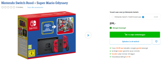 Nintendo Switch Neon New + Super Mario Oddysey voor €299 bij coolblue