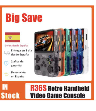 Consola Retro portátil R36S Linux pantalla IPS de 3,5" 64GB de juegos por solo 27,23€