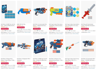 Tot 89% korting op NERF Items via Amazon