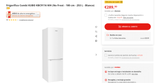 Frigorífico Combi KUBO KBC9116 WH No Frost - 180 cm - 253 L por 259,99€