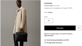 Calvin Klein Heren Laptoptas voor €79 bij Clavin Klein