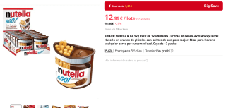 Pack 12 KINDER Nutella & Go Crema de cacao, avellanas y leche Nutella por 12,99€