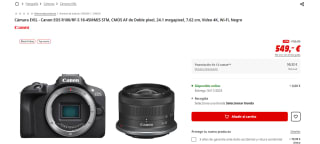 Cámara EVIL Canon EOS R100 + RF-S 18-45mm IS STM por 539€