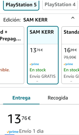Fifa 23 Sam kerr PS5 por 13,76€.