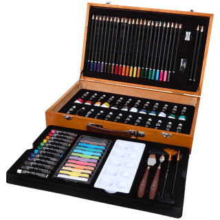 Luxe Schilderset en Tekenset in Houten Koffer - 82-delig voor €14,95 bij de Action
