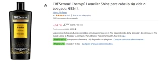 3 Botes de TRESemmé Champú Lamellar Shine para cabello sin vida o apagado, 685ml por 8.68€