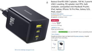 Baseus Enerfill USB C oplader, 100 W, 3-poorts voor €28,99 dmv code bij Amazon