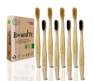 8 Cepillos de dientes BioWhite suaves de bambú por solo 5,77€