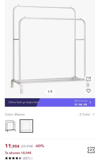 Super Precio T-LoVendo Perchero Burro Doble Rail Moderno Rígido por 7,77€.