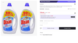 DIXAN Pack de 2 detergentes líquidos Total 4+1 detergente máquina líquido gel quitamanchas botella 55 dosis por 7.34€