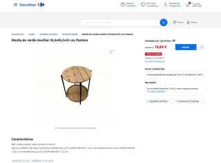 Mesita de Jardín Auxiliar Carrefour por 18,89€