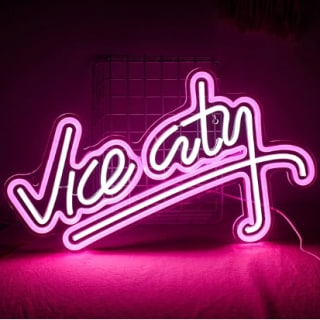 Panneau néon « Vice City » à LED rose et blanc à 36,99€