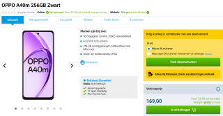 OPPO A40M smartphone voor €169 via Belsimpel