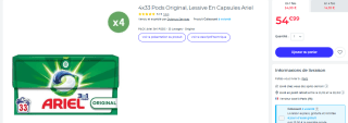 4x33 Pods Original, Lessive En Capsules Ariel à 54,99€