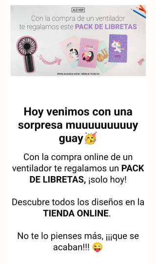 Regalo de pack libretas por la compra de un ventilador