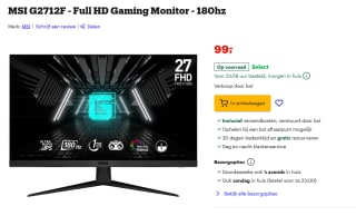 MSI G2712F 27" Full HD IPS 180Hz Gaming monitor voor €99 bij Bol