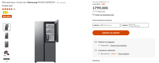 Réfrigérateur Américain Samsung à 1.799€