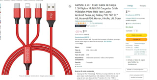 Cable de carga 3 en 1 - 1.5M por 3.99€