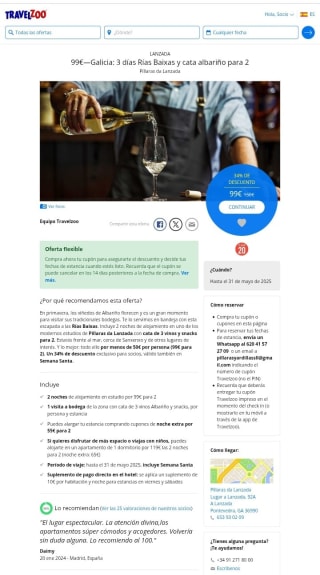 Galicia 3 dias con cata Albariño por 99€ para 2 personas.
