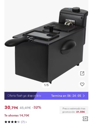 Cecotec Freidora Eléctrica CleanFry 3000 Black por 23,09€.