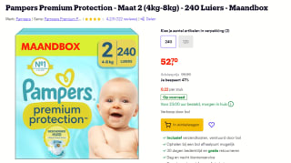 Pampers Premium Protection , New Baby maat 2 Mini, 4-8kg, (1x 240 luiers) voor €52,70 bij Bol.com